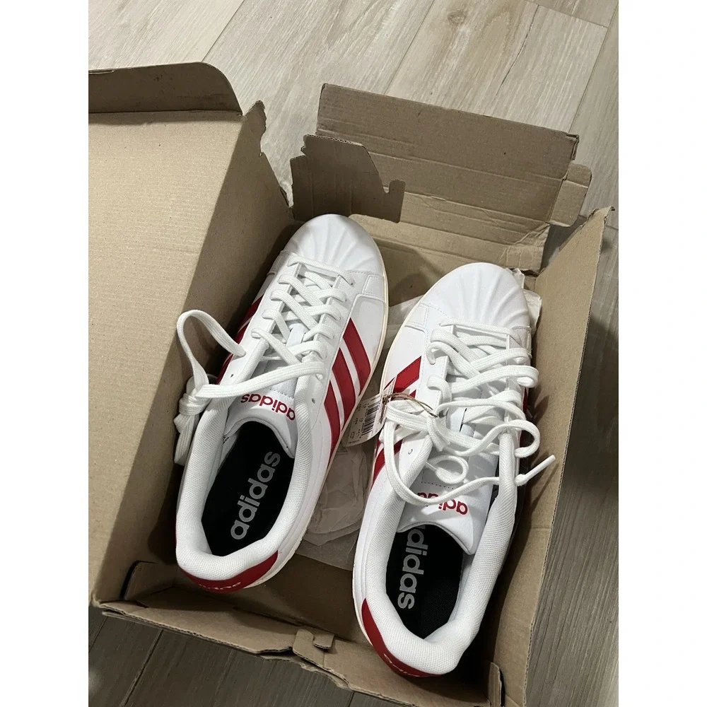 Adidas Streettalk Lace Up Mens White Sneakers Casual Shoes JP8279 Size 10.5